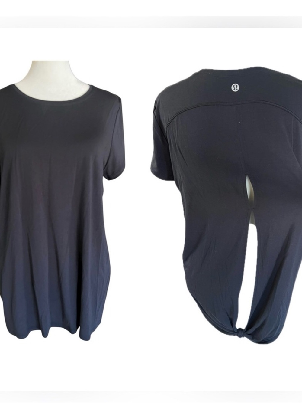 lululemon athletica Black Short Sleeve Twist-Knot Back Tee